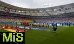 05.07.2024, Fussball UEFA EURO 2024, Viertelfinale, Spanien - Deutschland, in der Stuttgart-Arena. Die Deutschen singen die Hymne, von links:  Ilkay Gndogan (Deutschland), Torwart Manuel Neuer (Deutschland), Antonio Rdiger (Deutschland), Emre Can (Deutschland), Jonathan Tah (Deutschland), David Raum (Deutschland), Josua Kimmich (Deutschland), Toni Kroos (Deutschland), Kai Havertz (Deutschland), Jamal Musiala (Deutschland), Leroy Sane (Deutschland) 

