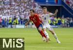 05.07.2024, Fussball UEFA EURO 2024, Viertelfinale, Spanien - Deutschland, in der Stuttgart-Arena. v.li: Mikel Oyarzabal (Spanien) gegen Toni Kroos (Deutschland) 

