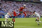 05.07.2024, Fussball UEFA EURO 2024, Viertelfinale, Spanien - Deutschland, in der Stuttgart-Arena. Das entscheidende Kopfballtor zum 2:1 in der Nachspielzeit von Mikel Merino (Spanien), v.li: Waldemar Anton (Deutschland), Joselu (Spanien), Mikel Merino (Spanien), Antonio Rdiger (Deutschland) 

