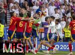 05.07.2024, Fussball UEFA EURO 2024, Viertelfinale, Spanien - Deutschland, in der Stuttgart-Arena. Torjubel der Spanier zum 2:1, Joselu (Spanien), Mikel Merino (Spanien), Rodri (Spanien), 

