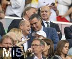 05.07.2024, Fussball UEFA EURO 2024, Viertelfinale, Spanien - Deutschland, in der Stuttgart-Arena. Ehrentribne mit Geschftsfhrer Hans-Joachim Watzke (Borussia Dortmund), DFB Prsident Bernd Neuendorf (Deutschland), Bundeskanzler Olaf Scholz (Deutschland), Premier-Minister Pedro Sanchez (Spanien) 

