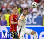 05.07.2024, Fussball UEFA EURO 2024, Viertelfinale, Spanien - Deutschland, in der Stuttgart-Arena. v.li: Dani Olmo (Spanien) gegen Josua Kimmich (Deutschland) 

