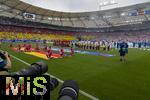 05.07.2024, Fussball UEFA EURO 2024, Viertelfinale, Spanien - Deutschland, in der Stuttgart-Arena. Die Deutschen singen die Hymne, von links:  Ilkay G�ndogan (Deutschland), Torwart Manuel Neuer (Deutschland), Antonio R�diger (Deutschland), Emre Can (Deutschland), Jonathan Tah (Deutschland), David Raum (Deutschland), Joshua Kimmich (Deutschland), Toni Kroos (Deutschland), Kai Havertz (Deutschland), Jamal Musiala (Deutschland), Leroy Sane (Deutschland) 