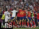 09.07.2024, Fussball UEFA EURO 2024, Halbfinale, Spanien - Frankreich, in der Mnchner-Fussball-Arena. Jubeltraube der Spanier
