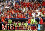 09.07.2024, Fussball UEFA EURO 2024, Halbfinale, Spanien - Frankreich, in der Mnchner-Fussball-Arena. ber der Bank der Spanier sitzen die Familien und Frauen der Spanischen Spieler.
