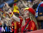 09.07.2024, Fussball UEFA EURO 2024, Halbfinale, Spanien - Frankreich, in der Mnchner-Fussball-Arena. Fans Spanien feiern ihr Team.
