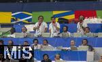 09.07.2024, Fussball UEFA EURO 2024, Halbfinale, Spanien - Frankreich, in der Mnchner-Fussball-Arena. Journalisten auf der Pressetribne.
