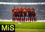 14.07.2024, Fussball UEFA EURO 2024, Finale im Berliner Olympiastadion, Spanien - England, Mannschaftsfoto Spanien vor dem Anpfiff. Torwart Simon Unai (Spanien), Daniel Carvajal (Spanien), Robin Le Normand (Spanien), Alvaro Morata (Spanien), Fabian (Spanien), Dani Olmo (Spanien), Aymeric Laporte (Spanien), Rodri (Spanien), Nico Williams (Spanien), Lamine Yamal (Spanien), Marc Cucurella (Spanien) 
