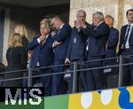 14.07.2024, Fussball UEFA EURO 2024, Finale im Berliner Olympiastadion, Spanien - England, Ehrengste, v.li: Viktor Orban (Ministerprsident von Ungarn), Friedrich Merz (CDU Bundestag), Sandor Csanyi (Ungarn)
