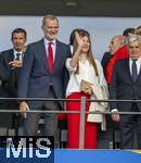 14.07.2024, Fussball UEFA EURO 2024, Finale im Berliner Olympiastadion, Spanien - England,  v.li: Felipe VI. Knig von Spanien, mit Tochter Sofia, auf der VIP-Tribne, re: Pedro Rocha (Prsident Spanischer Fussball-Verband)
