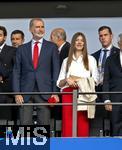 14.07.2024, Fussball UEFA EURO 2024, Finale im Berliner Olympiastadion, Spanien - England,  v.li: Felipe VI. Knig von Spanien, mit Tochter Sofia, auf der VIP-Tribne 
