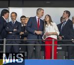 14.07.2024, Fussball UEFA EURO 2024, Finale im Berliner Olympiastadion, Spanien - England,  UEFA Prsident Aleksander Ceferin, Felipe VI. Knig von Spanien, mit Tochter Sofia, auf der VIP-Tribne, 
