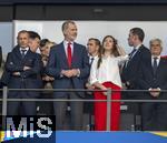 14.07.2024, Fussball UEFA EURO 2024, Finale im Berliner Olympiastadion, Spanien - England,  UEFA Prsident Aleksander Ceferin, Felipe VI. Knig von Spanien, mit Tochter Sofia, auf der VIP-Tribne, re: Pedro Rocha (Prsident Spanischer Fussball-Verband) 
