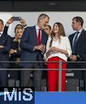 14.07.2024, Fussball UEFA EURO 2024, Finale im Berliner Olympiastadion, Spanien - England,  UEFA Prsident Aleksander Ceferin, Felipe VI. Knig von Spanien, mit Tochter Sofia, auf der VIP-Tribne, 
