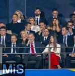 14.07.2024, Fussball UEFA EURO 2024, Finale im Berliner Olympiastadion, Spanien - England,  Luis Figo, William, UEFA Prsident Aleksander Ceferin, Felipe VI. Knig von Spanien, mit Tochter Sofia, auf der VIP-Tribne, re: Pedro Rocha (Prsident Spanischer Fussball-Verband), Frank Walter Steinmeier, Philipp Lahm, 
 