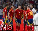 14.07.2024, Fussball UEFA EURO 2024, Finale im Berliner Olympiastadion, Spanien - England, v.li: Rodri (Spanien), Robin Le Normand (Spanien), Aymeric Laporte (Spanien), Nico Williams (Spanien), Dani Olmo (Spanien), Jude Bellingham (England) 
