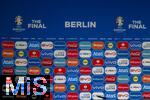 14.07.2024, Fussball UEFA EURO 2024, Finale im Berliner Olympiastadion, Spanien - England, Sponsorenwand hinter dem PK Raum, 
