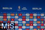 14.07.2024, Fussball UEFA EURO 2024, Finale im Berliner Olympiastadion, Spanien - England, Sponsorenwand hinter dem PK Raum, 
