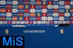 14.07.2024, Fussball UEFA EURO 2024, Finale im Berliner Olympiastadion, Spanien - England, Sponsorenwand hinter dem PK Raum, 
