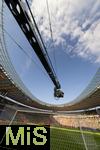 14.07.2024, Fussball UEFA EURO 2024, Finale im Berliner Olympiastadion, Spanien - England, Stadionbersicht, Totale, bersicht, Vogelperspektive, Innenansicht,  Der Kamerakran schwebt ber dem Tor.
