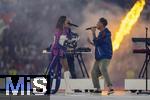 14.07.2024, Fussball UEFA EURO 2024, Finale im Berliner Olympiastadion, Spanien - England, Show vor dem Spiel mit Musikdarbietung auf der Bhne, Meduza, One Republic, Leony und Ryan Tedder mit Fire. 
