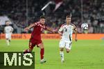 07.09.2024, Fussball UEFA Nations League 2024/25, Gruppe 3, 1. Spieltag, Deutschland - Ungarn, in der Merkur Spiel-Arena Dsseldorf. (L-R) Milos Kerkez (Ungarn) gegen Joshua Kimmich (Deutschland)