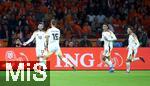 10.09.2024, Fussball UEFA Nations League 2024/25, Gruppe 3, 2. Spieltag, Niederlande - Deutschland, in der Johan Cruyff Arena Amsterdam. Jubel (L-R) Torschtze Deniz Undav (Deutschland), Nico Schlotterbeck (Deutschland), Jamal Musiala (Deutschland) und Pascal Gro (Deutschland) zum Tor zum 1:1