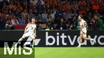 10.09.2024, Fussball UEFA Nations League 2024/25, Gruppe 3, 2. Spieltag, Niederlande - Deutschland, in der Johan Cruyff Arena Amsterdam. Jubel (L-R) Torschtze Joshua Kimmich (Deutschland) und David Raum (Deutschland) zum Tor zum 1:2