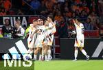 10.09.2024, Fussball UEFA Nations League 2024/25, Gruppe 3, 2. Spieltag, Niederlande - Deutschland, in der Johan Cruyff Arena Amsterdam. Jubel Deutschland zum Tor zum 1:2, Torschtze Joshua Kimmich (re., Deutschland)