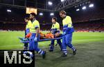 10.09.2024, Fussball UEFA Nations League 2024/25, Gruppe 3, 2. Spieltag, Niederlande - Deutschland, in der Johan Cruyff Arena Amsterdam. Nathan Ake (Niederlande) muss verletzt vom Platz getragen werden