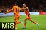 10.09.2024, Fussball UEFA Nations League 2024/25, Gruppe 3, 2. Spieltag, Niederlande - Deutschland, in der Johan Cruyff Arena Amsterdam. Jubel (L-R) Torschtze Tijjani Reijnders (Niederlande) und Xavi Simons (Niederlande) zum Tor zum 1:0