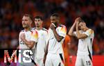 10.09.2024, Fussball UEFA Nations League 2024/25, Gruppe 3, 2. Spieltag, Niederlande - Deutschland, in der Johan Cruyff Arena Amsterdam. (L-R) David Raum (Deutschland), Kai Havertz (Deutschland), Jonathan Tah (Deutschland) enttuscht, Nico Schlotterbeck (Deutschland)