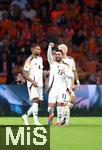 10.09.2024, Fussball UEFA Nations League 2024/25, Gruppe 3, 2. Spieltag, Niederlande - Deutschland, in der Johan Cruyff Arena Amsterdam. Jubel (L-R) Jonathan Tah (Deutschland), Torschtze Deniz Undav (Deutschland) und Robert Andrich (Deutschland) zum Tor zum 1:1