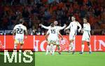 10.09.2024, Fussball UEFA Nations League 2024/25, Gruppe 3, 2. Spieltag, Niederlande - Deutschland, in der Johan Cruyff Arena Amsterdam. Jubel (L-R) David Raum (Deutschland), Nico Schlotterbeck (Deutschland), Torschtze Deniz Undav (Deutschland), Pascal Gro (Deutschland) und Jamal Musiala (Deutschland) zum Tor zum 1:1