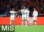 10.09.2024, Fussball UEFA Nations League 2024/25, Gruppe 3, 2. Spieltag, Niederlande - Deutschland, in der Johan Cruyff Arena Amsterdam. Jubel (L-R) David Raum (Deutschland), Nico Schlotterbeck (Deutschland), Torschtze Deniz Undav (Deutschland), Pascal Gro (Deutschland) und Jamal Musiala (Deutschland) zum Tor zum 1:1