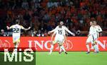 10.09.2024, Fussball UEFA Nations League 2024/25, Gruppe 3, 2. Spieltag, Niederlande - Deutschland, in der Johan Cruyff Arena Amsterdam. Jubel (L-R) David Raum (Deutschland), Nico Schlotterbeck (Deutschland), Torschtze Deniz Undav (Deutschland), Pascal Gro (Deutschland) und Jamal Musiala (Deutschland) zum Tor zum 1:1