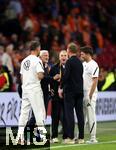 10.09.2024, Fussball UEFA Nations League 2024/25, Gruppe 3, 2. Spieltag, Niederlande - Deutschland, in der Johan Cruyff Arena Amsterdam. (L-R) Co-Trainer Sandro Wagner (Deutschland), Sportdirektor Rudi Vller (Deutschland), DFB-Geschftsfhrer Sport Andreas Rettig (Deutschland), Bundestrainer Julian Nagelsmann (Deutschland) und Co-Trainer Benjamin Glck (Deutschland)