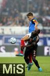 14.09.2024, Fussball 1. Bundesliga 2024/2025, 3. Spieltag, Holstein Kiel - FC Bayern Mnchen, im Holstein-Stadion Kiel. (L-R) Benedikt Pichler (Holstein Kiel) gegen Dayot Upamecano (Bayern Mnchen)


