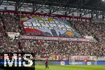 15.09.2024, Fussball 1. Bundesliga 2024/2025, 3. Spieltag, FC Augsburg - 1.FC St. Pauli, in der WWK-Arena Augsburg, 5 Jahre Gruppe Fuggerstadt - Fangemeinschaft mit Banner.
 

