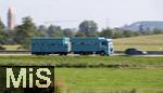 20.09.2024, Autobahn A96 bei Mindelheim im Unterallgu, reger Verkehr richtung Westen. Tiertransporter