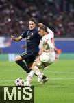 02.10.2024, Fussball UEFA Champions League 2024/2025, 2.Spieltag, RB Leipzig - Juventus Turin, in der Red Bull Arena Leipzig. (L-R) Nicolo Fagioli (Juventus Turin) gegen Xavi Simons (RB Leipzig)


