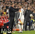 14.10.2024, Fussball UEFA Nations League 2024/25, Gruppe 3, 4.Spieltag, Deutschland - Niederlande, in der Allianz-Arena in Mnchen. Trainer Julian Nagelsmann (Deutschland) baut Maximilian Mittelstdt (Deutschland) auf