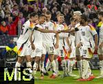 14.10.2024, Fussball UEFA Nations League 2024/25, Gruppe 3, 4.Spieltag, Deutschland - Niederlande, in der Allianz-Arena in Mnchen. Torjubel, v.li: Aleksandar Pavlovic (Deutschland), Jamie Leweling (Deutschland), Nico Schlotterbeck (Deutschland), Maximilian Mittelstdt (Deutschland), Robert Andrich (Deutschland), Serge Gnabry (Deutschland).