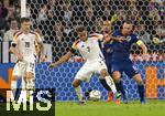 14.10.2024, Fussball UEFA Nations League 2024/25, Gruppe 3, 4.Spieltag, Deutschland - Niederlande, in der Allianz-Arena in Mnchen. v.li: Angelo Stiller (Deutschland), Jamie Leweling (Deutschland), Stefan de Vrij (Niederlande) 