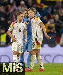 14.10.2024, Fussball UEFA Nations League 2024/25, Gruppe 3, 4.Spieltag, Deutschland - Niederlande, in der Allianz-Arena in Mnchen. Schlussjubel: Nico Schlotterbeck (Deutschland), Torwart Oliver Baumann (Deutschland), Joshua Kimmich (Deutschland) 