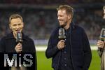 14.10.2024, Fussball UEFA Nations League 2024/25, Gruppe 3, 4.Spieltag, Deutschland - Niederlande, in der Allianz-Arena in Mnchen. v.li: Jochen Breyer (ZDF), Bundestrainer Julian Nagelsmann (Deutschland) am Spielfeldrand.