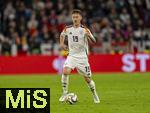 14.10.2024, Fussball UEFA Nations League 2024/25, Gruppe 3, 4.Spieltag, Deutschland - Niederlande, in der Allianz-Arena in Mnchen. Angelo Stiller (Deutschland) am Ball.