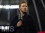 14.10.2024, Fussball UEFA Nations League 2024/25, Gruppe 3, 4.Spieltag, Deutschland - Niederlande, in der Allianz-Arena in Mnchen. Trainer Julian Nagelsmann (Deutschland) beim Interview nachdenklich.