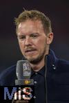 14.10.2024, Fussball UEFA Nations League 2024/25, Gruppe 3, 4.Spieltag, Deutschland - Niederlande, in der Allianz-Arena in Mnchen. Trainer Julian Nagelsmann (Deutschland) am Mikrofon.