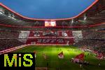 19.10.2024, Fussball 1. Bundesliga 2024/2025, 7. Spieltag,  FC Bayern Mnchen - VfB Stuttgart, in der Allianz-Arena Mnchen, Groe Fan-Choreografie der Bayernfans in der Sdkurve, mit Bildern von historischen Europapokal-Momenten, mit Gerd Mller, Franz Bulle Roth,  Uli Hoene (FC Bayern Mnchen, Hoeness), Franz Beckenbauer, und anderen, die Mannschaften laufen derweil aufs Spielfeld ein.


